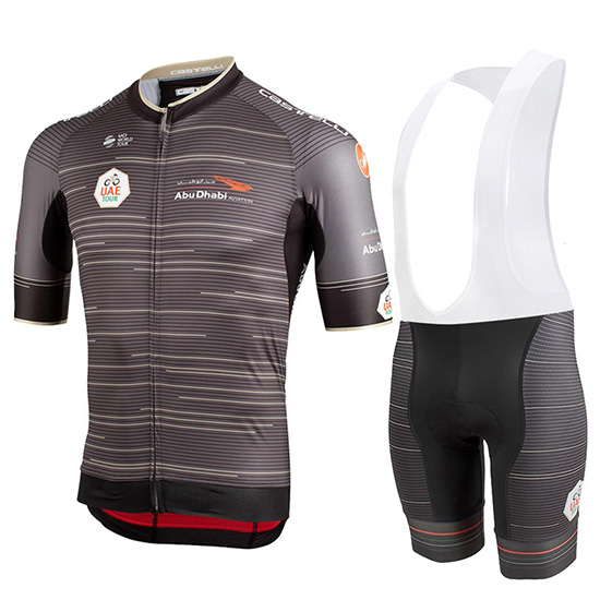 2019 Maillot Castelli UAE Tour Tirantes Mangas Cortas Gris